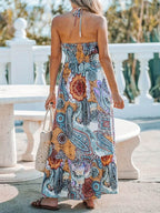 Printed Halter Neck Maxi Dress - Delanoir