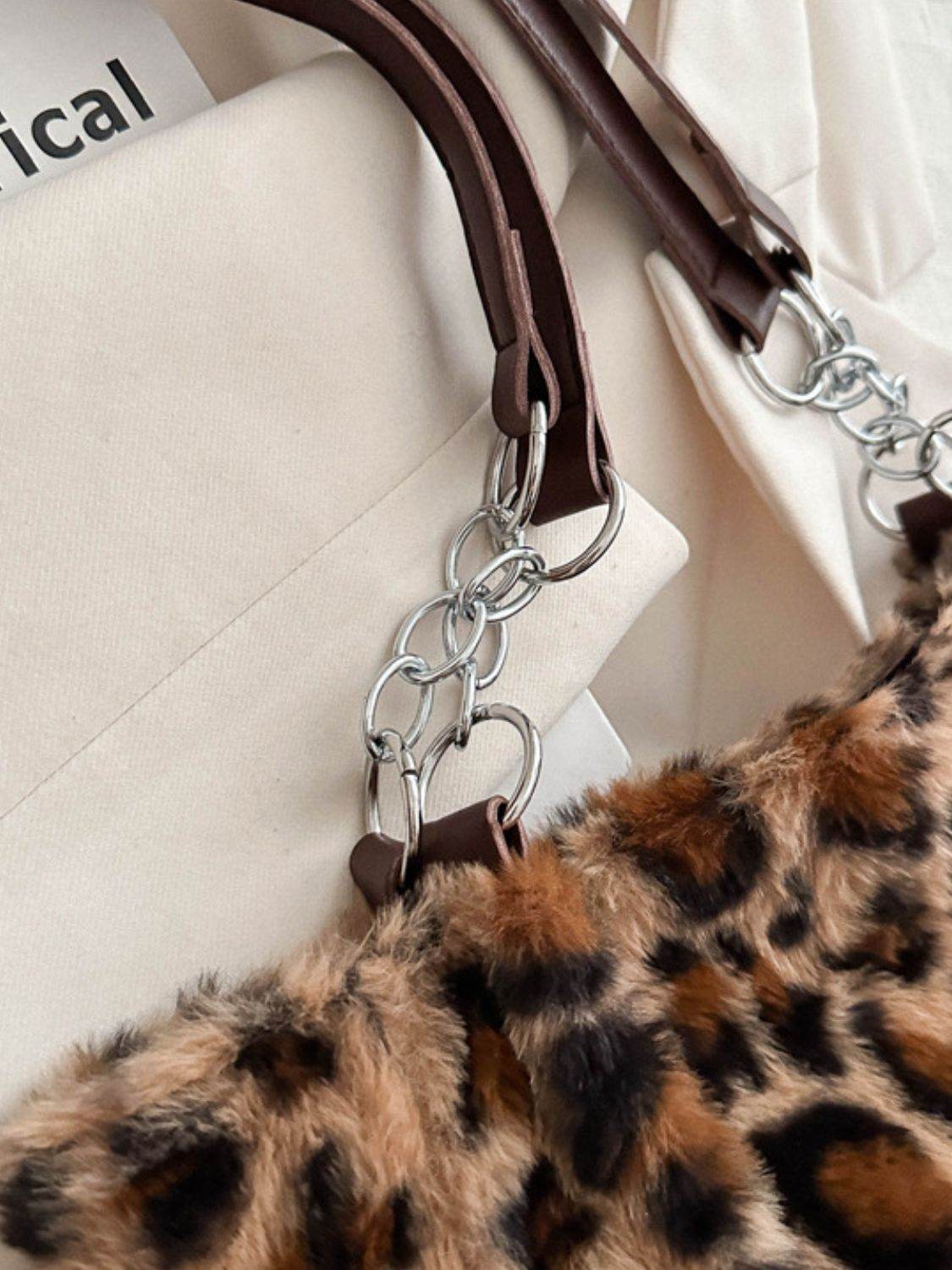 Faux Fur Leopard Shoulder Bag - Delanoir
