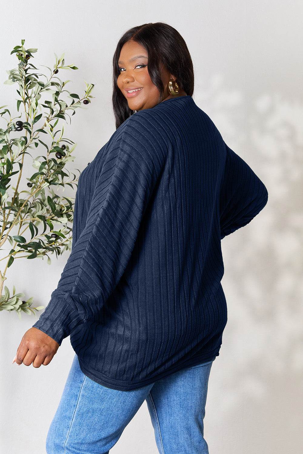 Basic Bae Full Size Ribbed Cocoon Cardigan - Delanoir