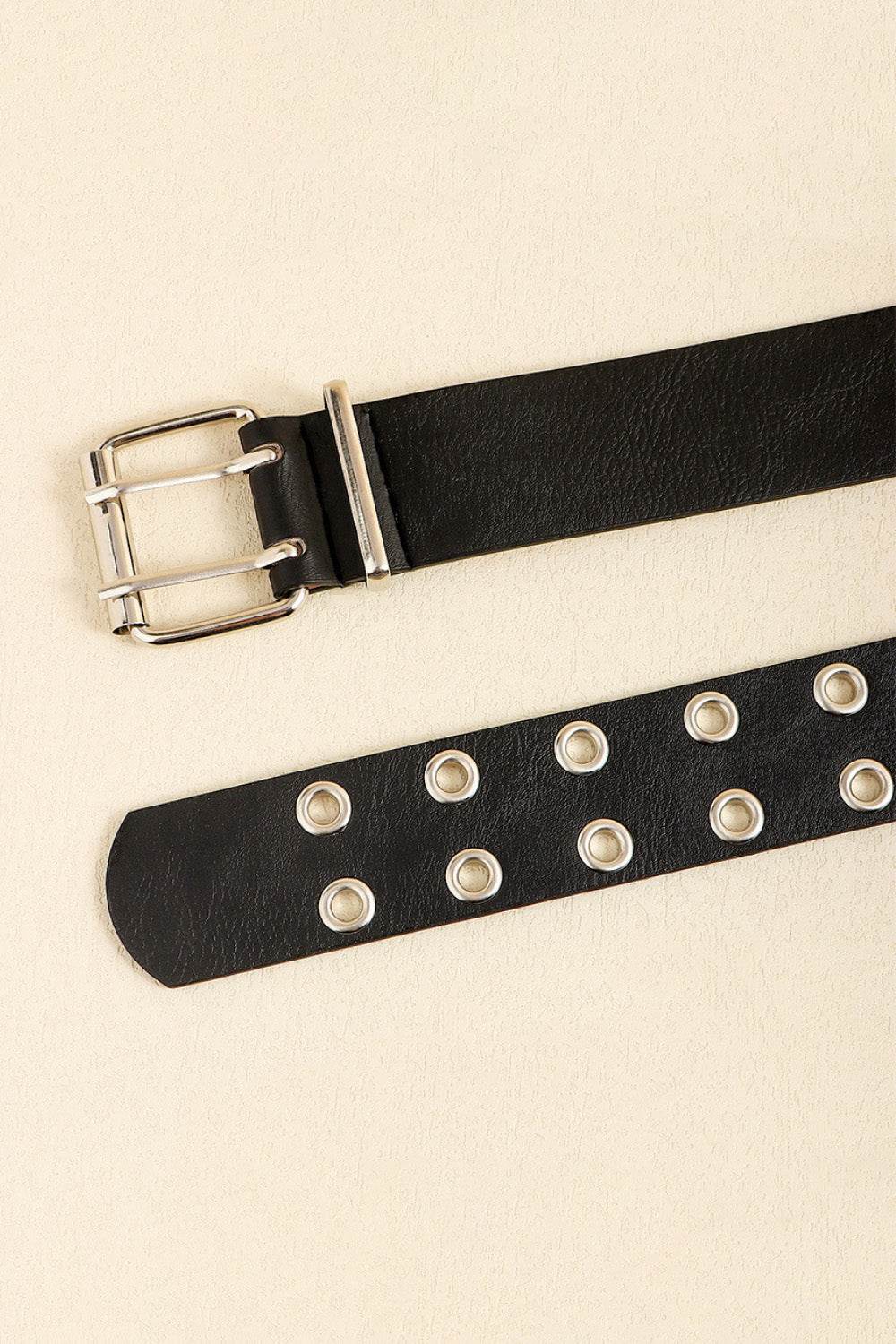 PU Leather Two Row Eyelet Belt - Delanoir