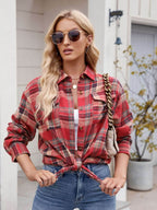 Mandy Plaid Button Up Long Sleeve Shirt - Delanoir