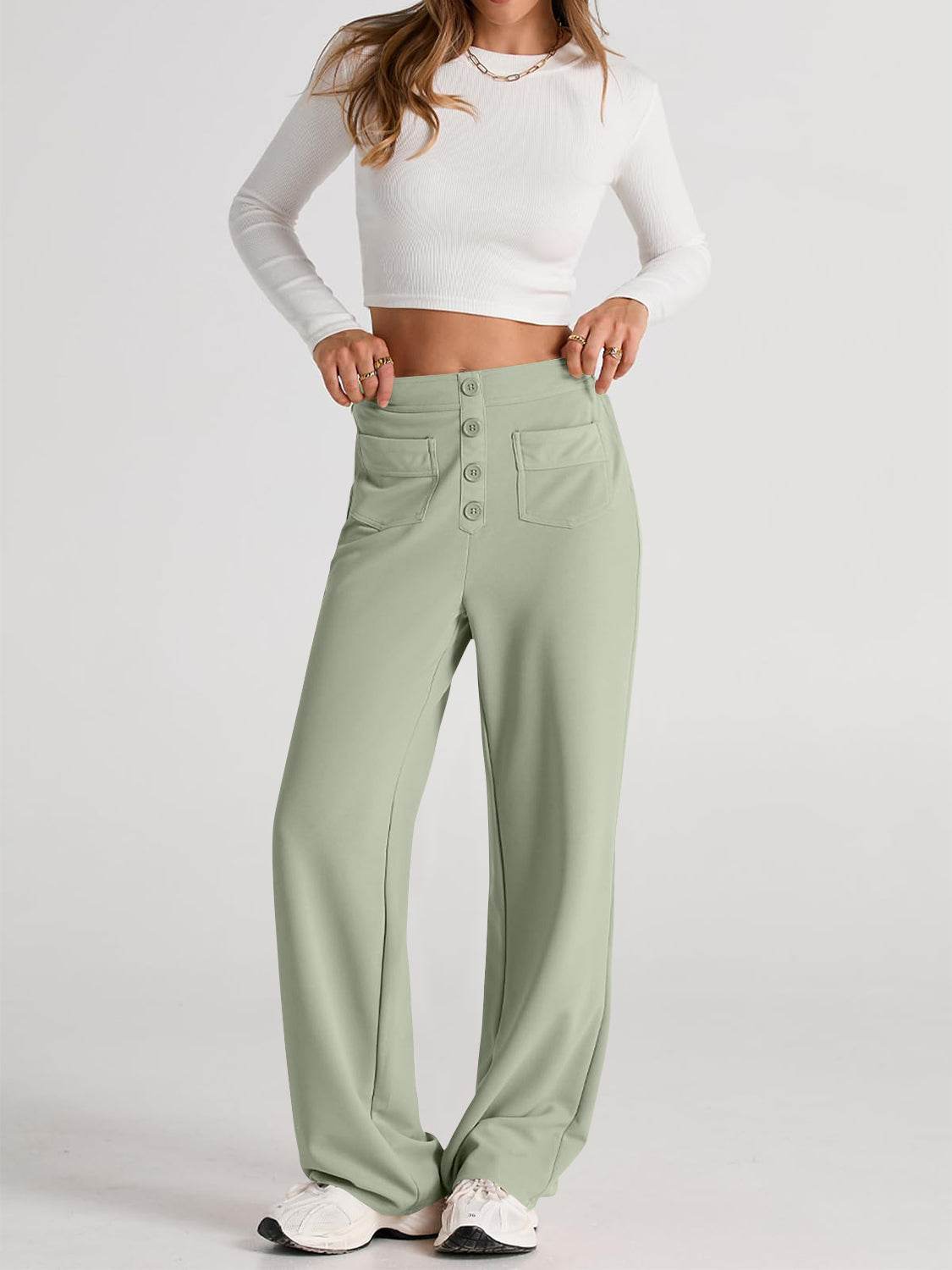 High Waist Wide Leg Pants - Delanoir