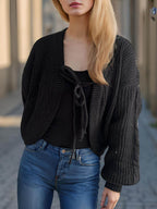 Tied Dropped Shoulder Long Sleeve Cardigan - Delanoir