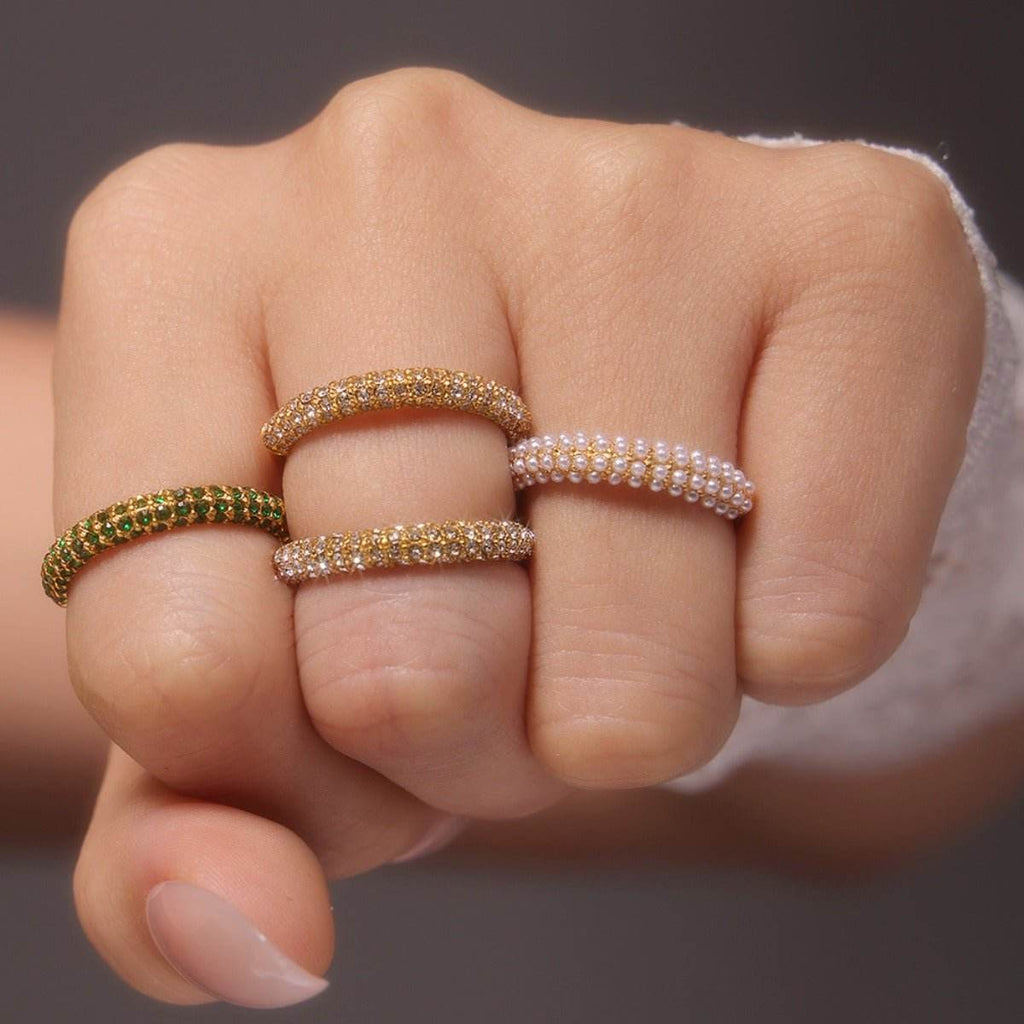 18K Gold-Plated Inlaid Zircon Ring - Delanoir