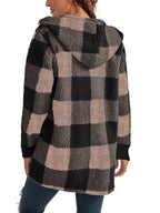 Plaid Long Sleeve Hooded Coat - Delanoir