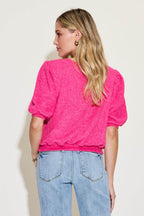 Zenana Round Neck Lantern Half Sleeve Sweater - Delanoir