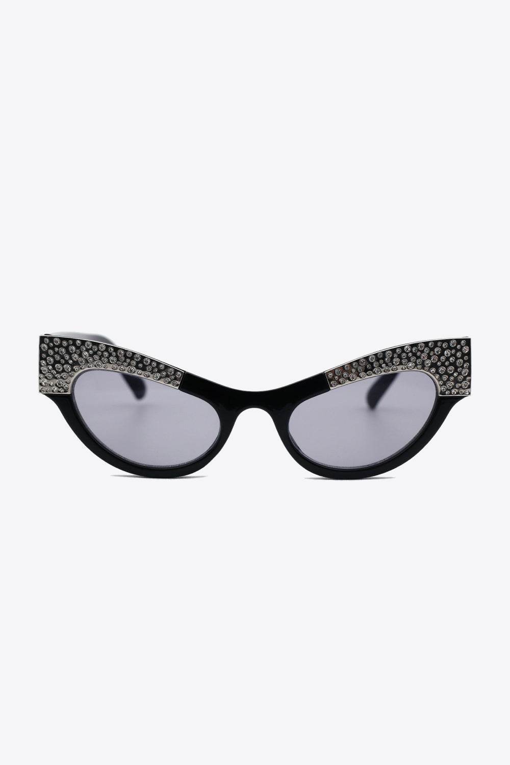 UV400 Rhinestone Trim Cat-Eye Sunglasses - Delanoir