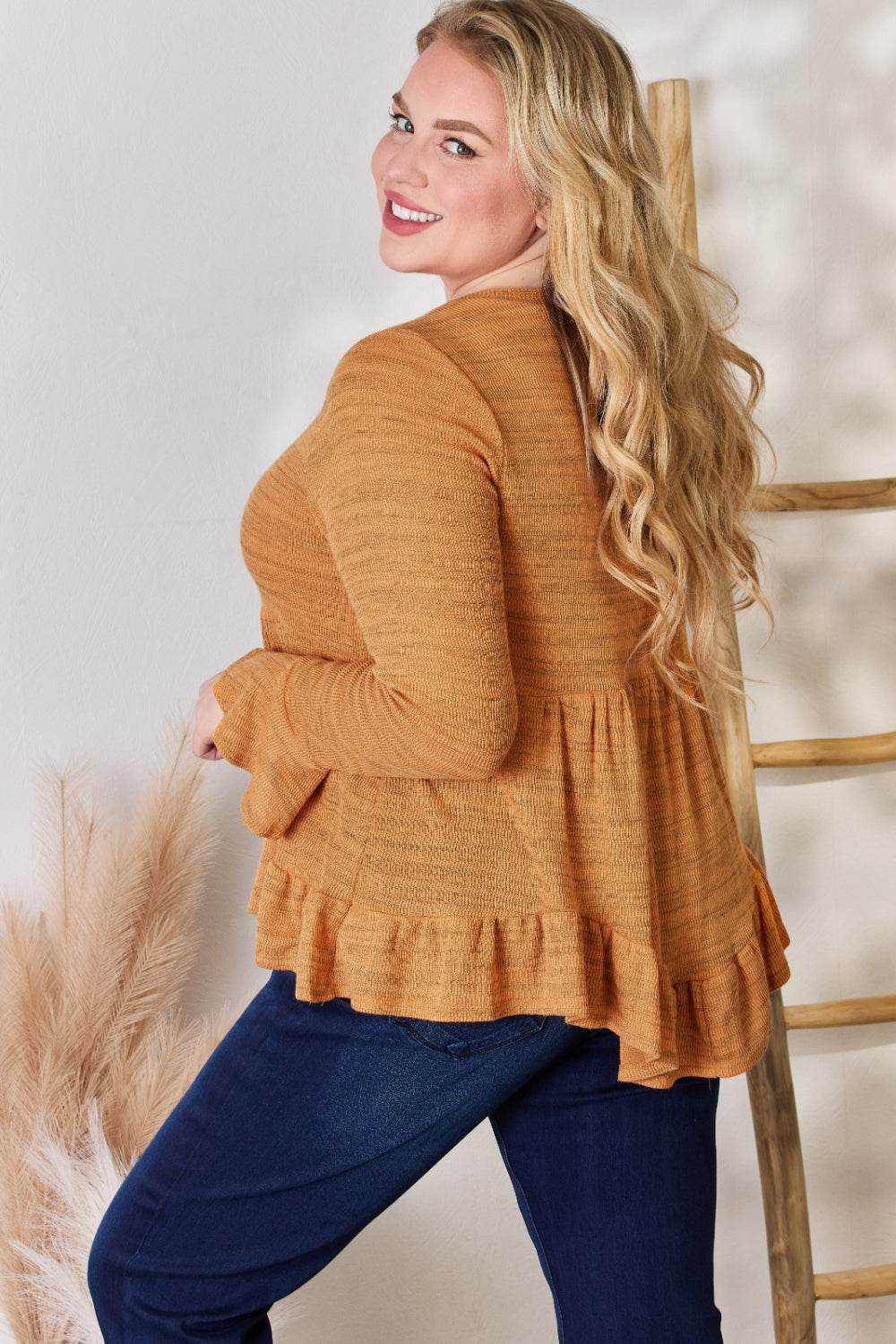 Hailey & Co Full Size V-Neck Flounce Sleeve Blouse - Delanoir