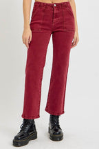RISEN Full Size High Rise Straight Jeans with Patch Pockets - Delanoir