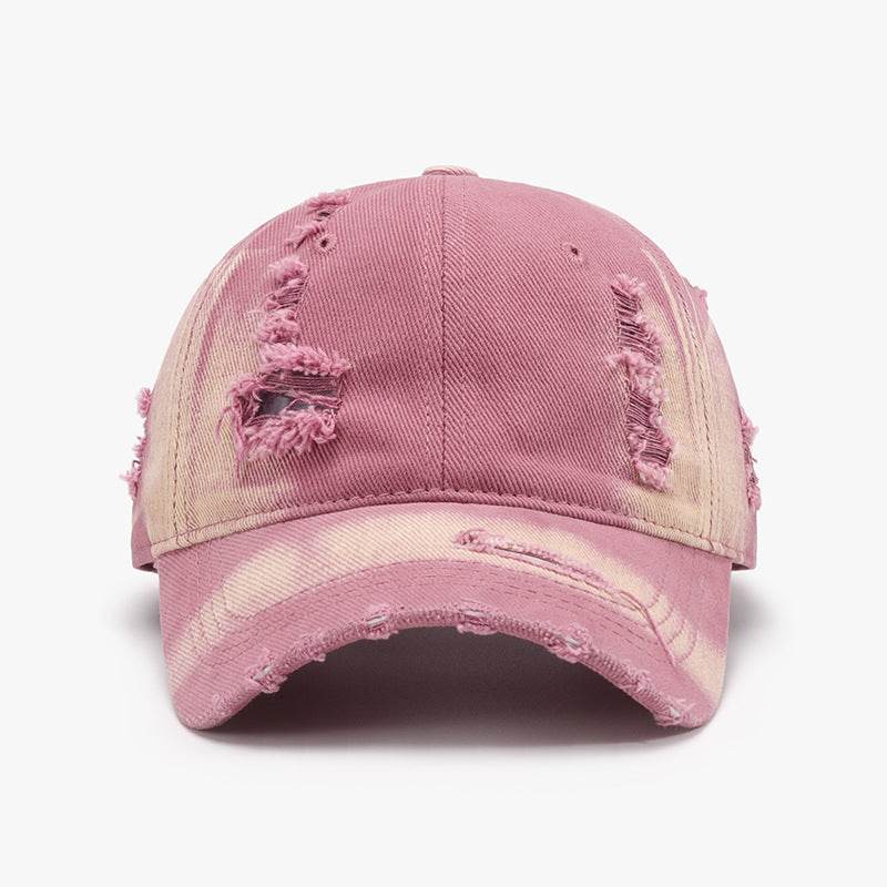 Distressed Adjustable Cotton Baseball Cap - Delanoir