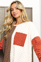 BiBi Color Block Brushed Checker Top - Delanoir
