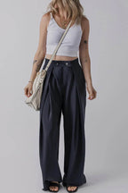 Wide Leg Pants with Pockets - Delanoir
