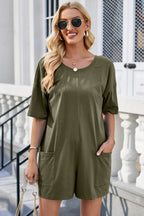 Lovelet Backless Round Neck Half Sleeve Romper - Delanoir