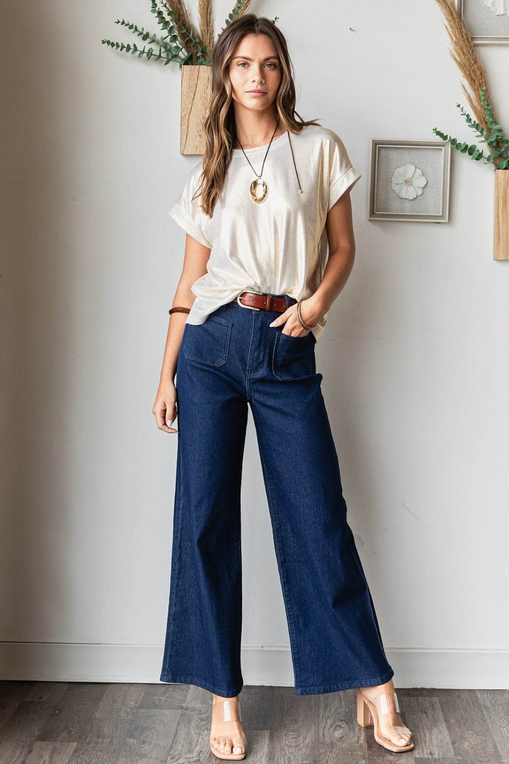 Mittoshop High Waist Wide Leg Jeans - Delanoir