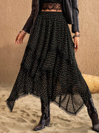 Lace Detail Layered Midi Skirt - Delanoir