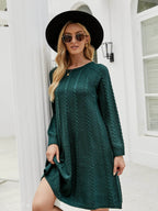 Cable-Knit Long Sleeve Sweater Dress - Delanoir
