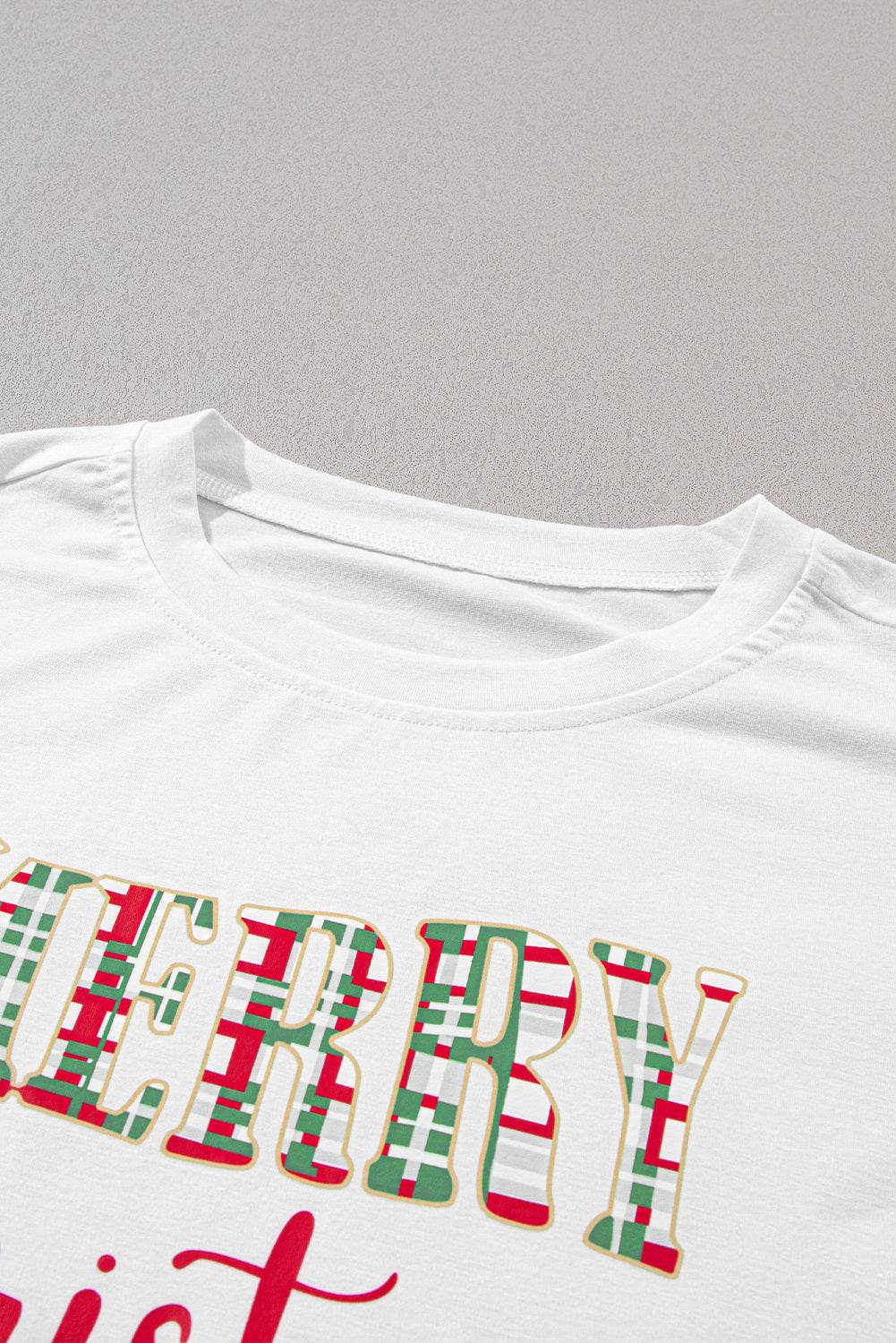MERRY CHRISTMAS Round Neck Top and Plaid Pants Set - Delanoir