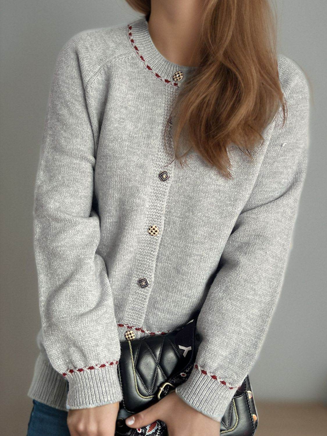Button Down Long Sleeve Cardigan - Delanoir