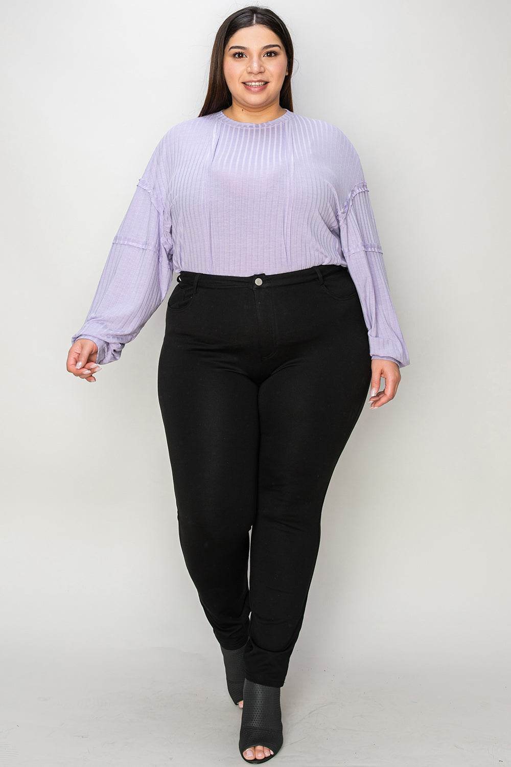 Basic Bae Full Size Ribbed Round Neck Long Sleeve T-Shirt - Delanoir