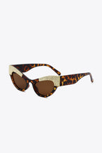 UV400 Rhinestone Trim Cat-Eye Sunglasses - Delanoir
