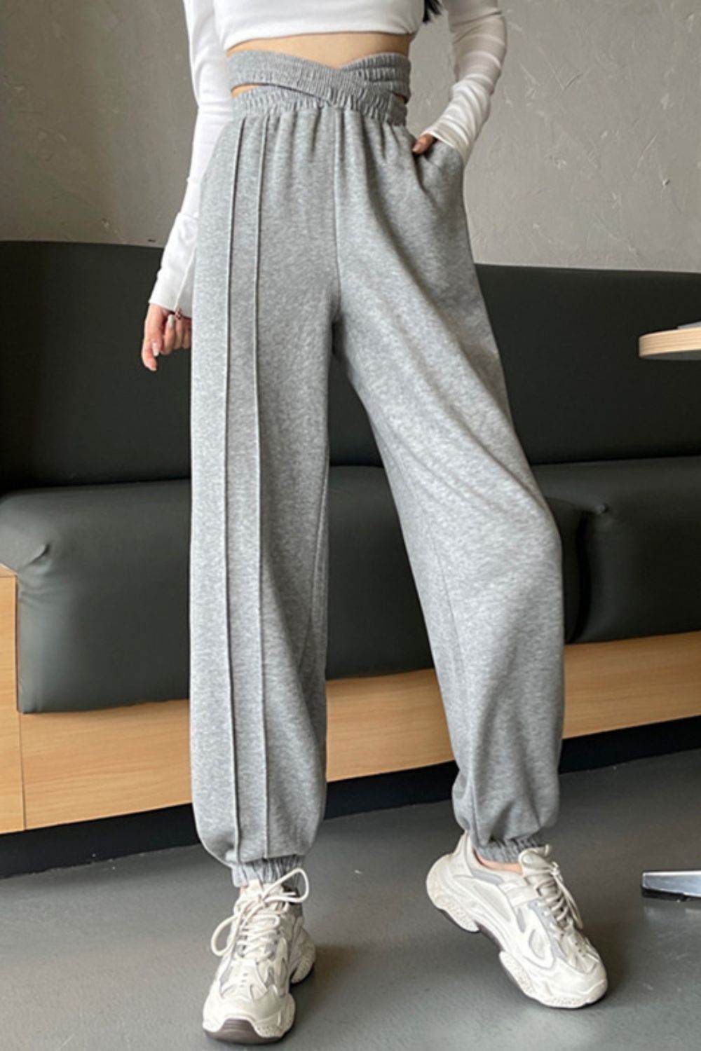 Crisscross Long Sweatpants - Delanoir
