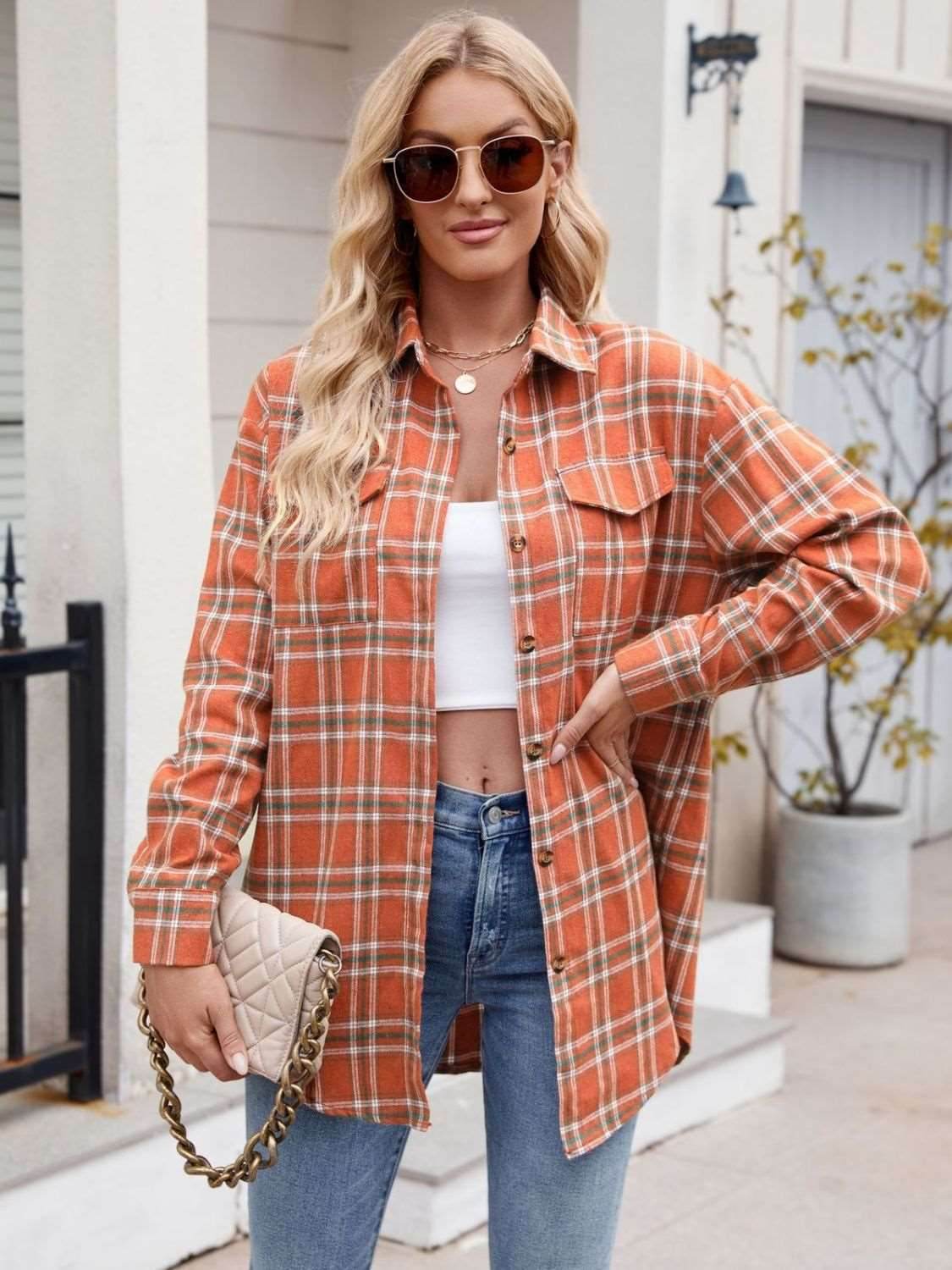 Mandy Plaid Button Up Long Sleeve Shirt - Delanoir
