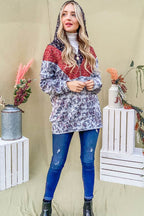 And The Why Printed Half Zip Up Long Sleeve Hoodie - Delanoir