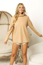BiBi Checkered Round Neck Thumbhole Long Sleeve Top - Delanoir
