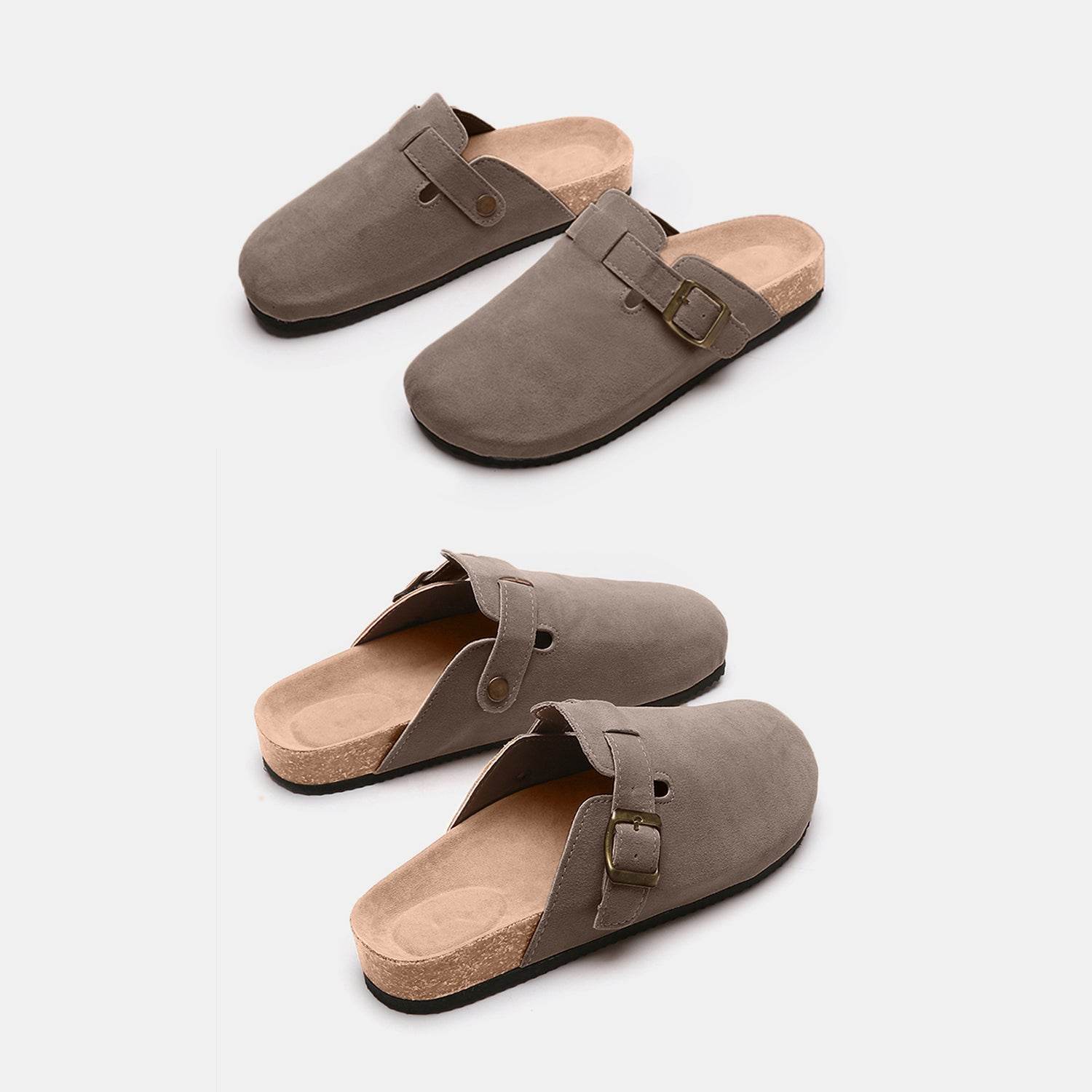 Suede Closed Toe Buckle Slide - Delanoir