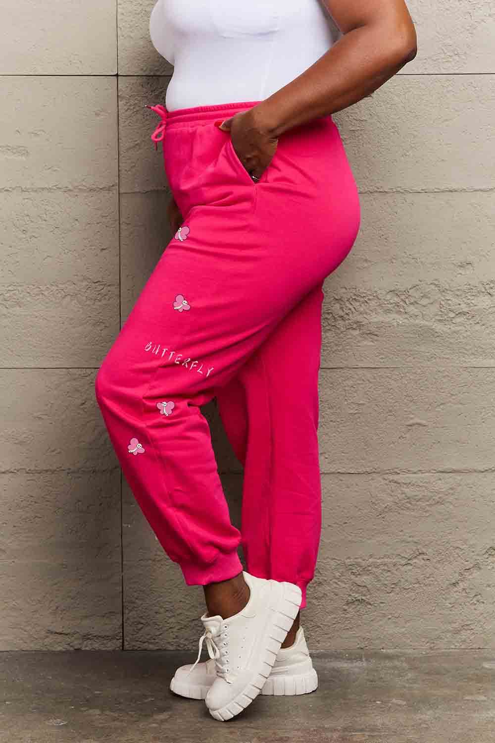 Simply Love Simply Love Full Size Drawstring BUTTERFLY Graphic Long Sweatpants - Delanoir