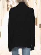 Turtleneck Drop Shoulder Long Sleeve Sweater - Delanoir