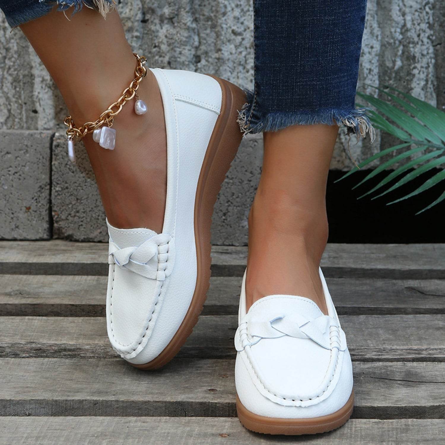 Weave Wedge Heeled Loafers - Delanoir