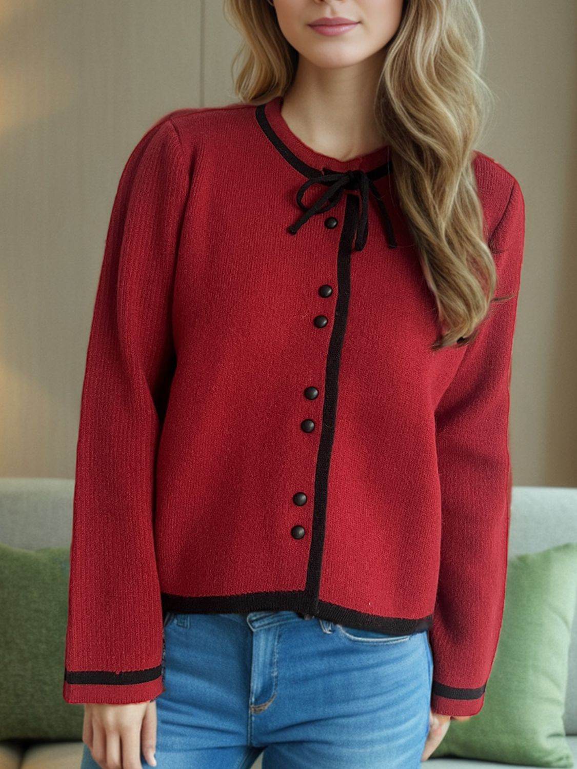 Button Down Long Sleeve Cardigan - Delanoir