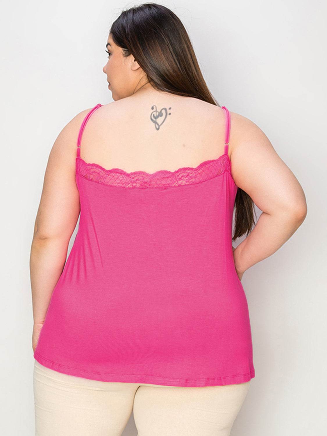 Basic Bae Full Size Lace Trim V-Neck Cami - Delanoir