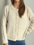 Heathered Button Down Long Sleeve Cardigan - Delanoir