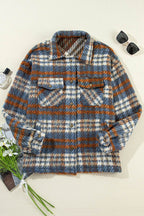 Plaid Collared Neck Jacket with Chest Pockets - Delanoir