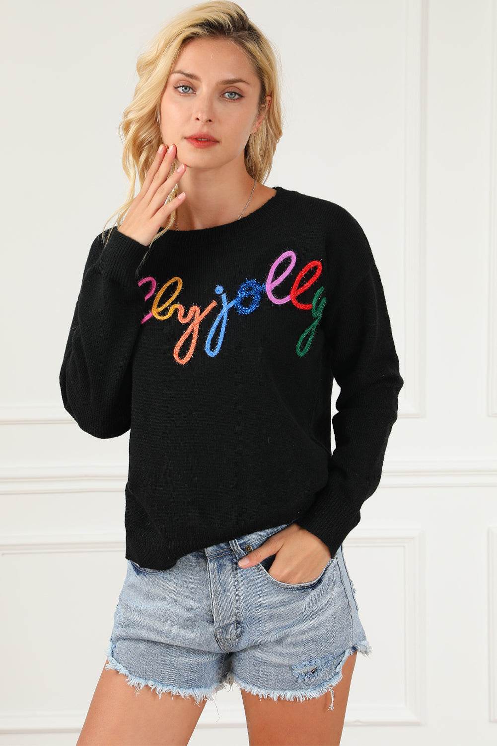 Round Neck Long Sleeve Sweater - Delanoir