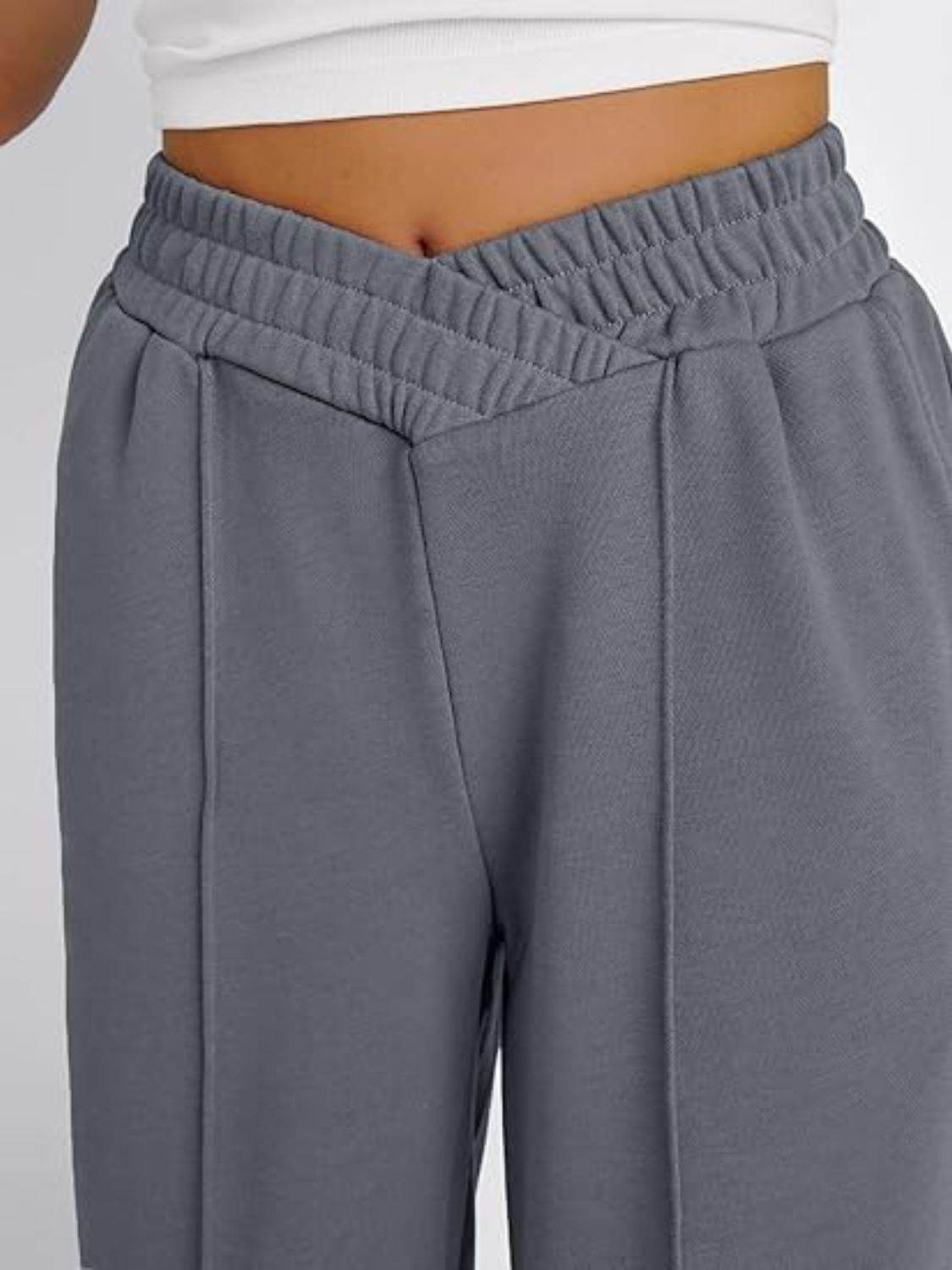 Elastic Waist Wide Leg Pants - Delanoir