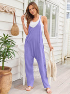 V-Neck Spaghetti Strap Jumpsuit - Delanoir