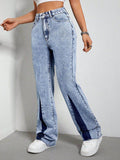 Contrast Bootcut Jeans with Pockets - Delanoir