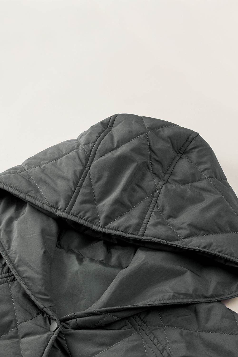 Snap Down Long Sleeve Quilted Winter Coat - Delanoir