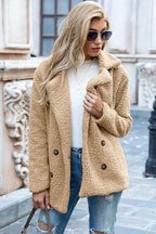 Ivy Lane Full Size Lapel Collar Sherpa Coat - Delanoir