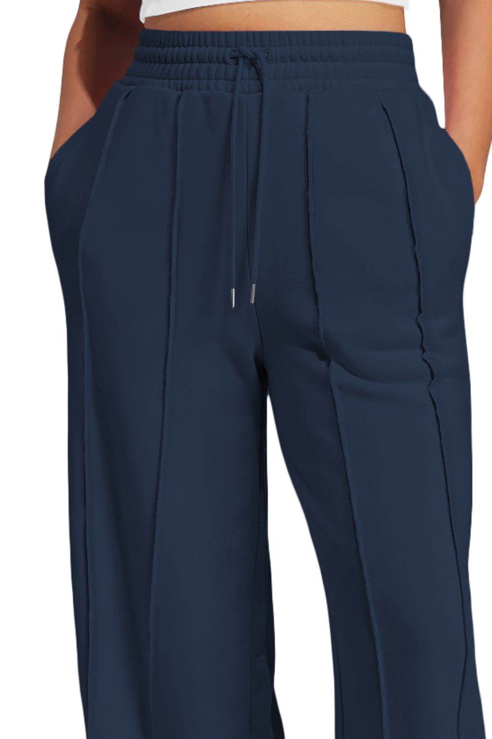 Drawstring Wide Leg Active Pants - Delanoir