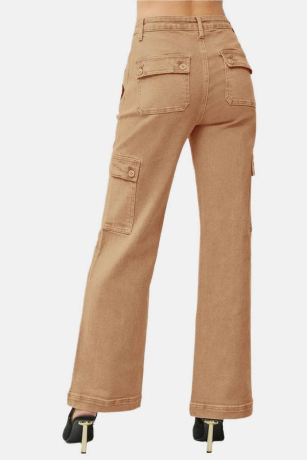RISEN Full Size High Rise Wide Leg Cargo Jeans - Delanoir