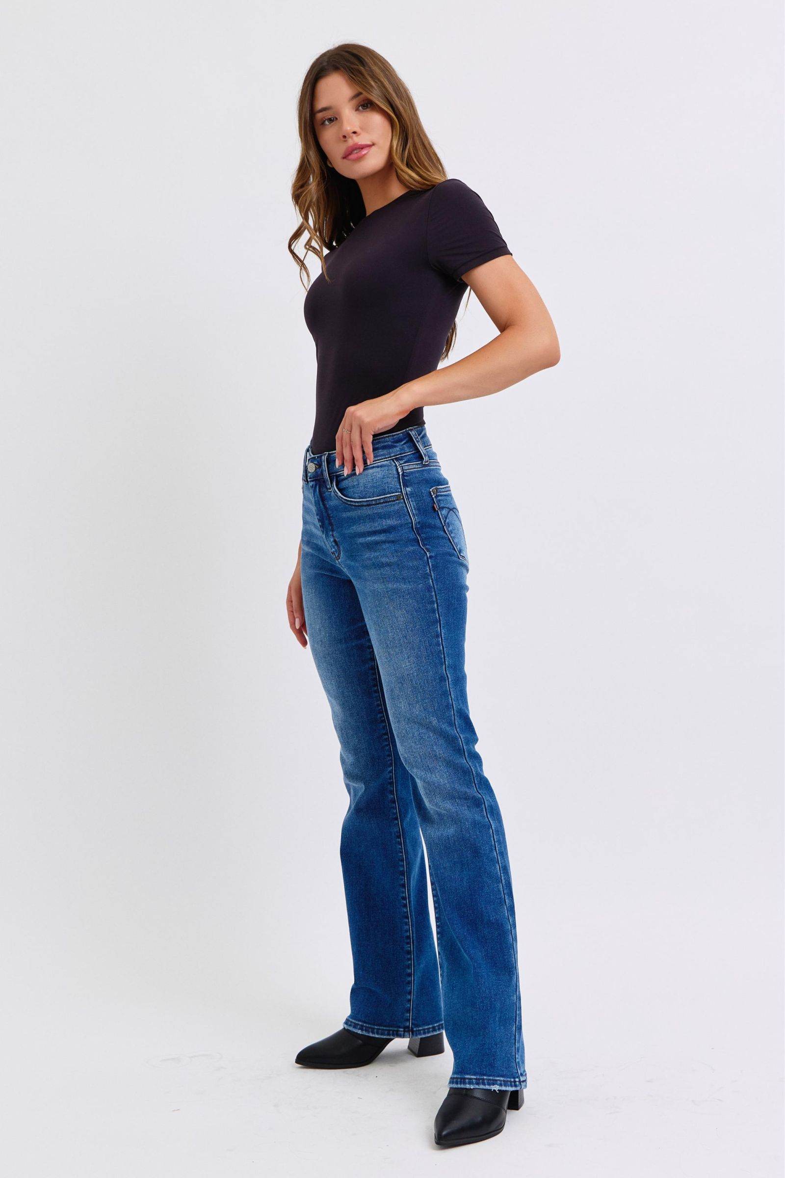 Judy Blue Full Size Run Mid-Rise Bootcut Jeans with Thermal Lining - Delanoir