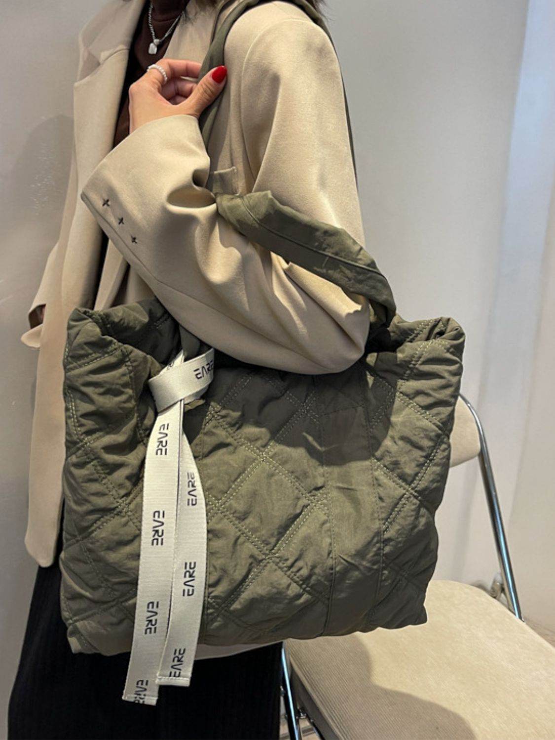 Quilted Nylon Large Tote Bag - Delanoir