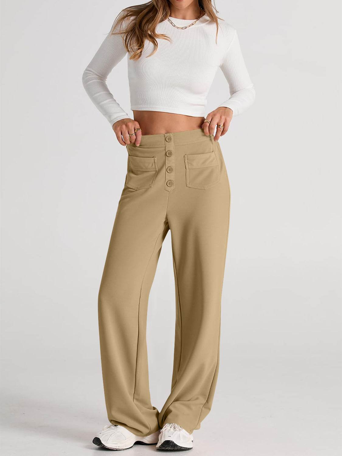 High Waist Wide Leg Pants - Delanoir