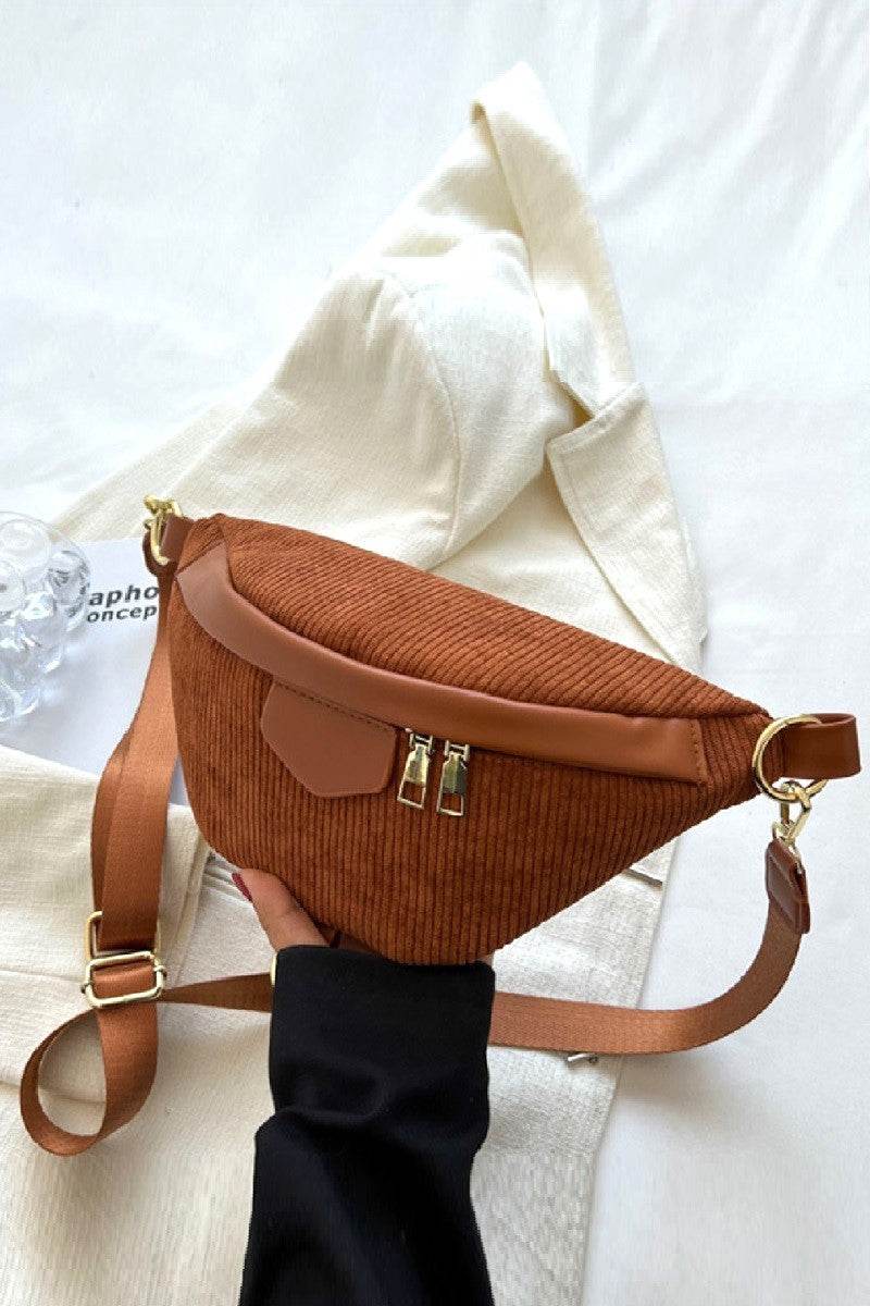 Zenana Corduroy Crossbody Bag with Removable Strap - Delanoir