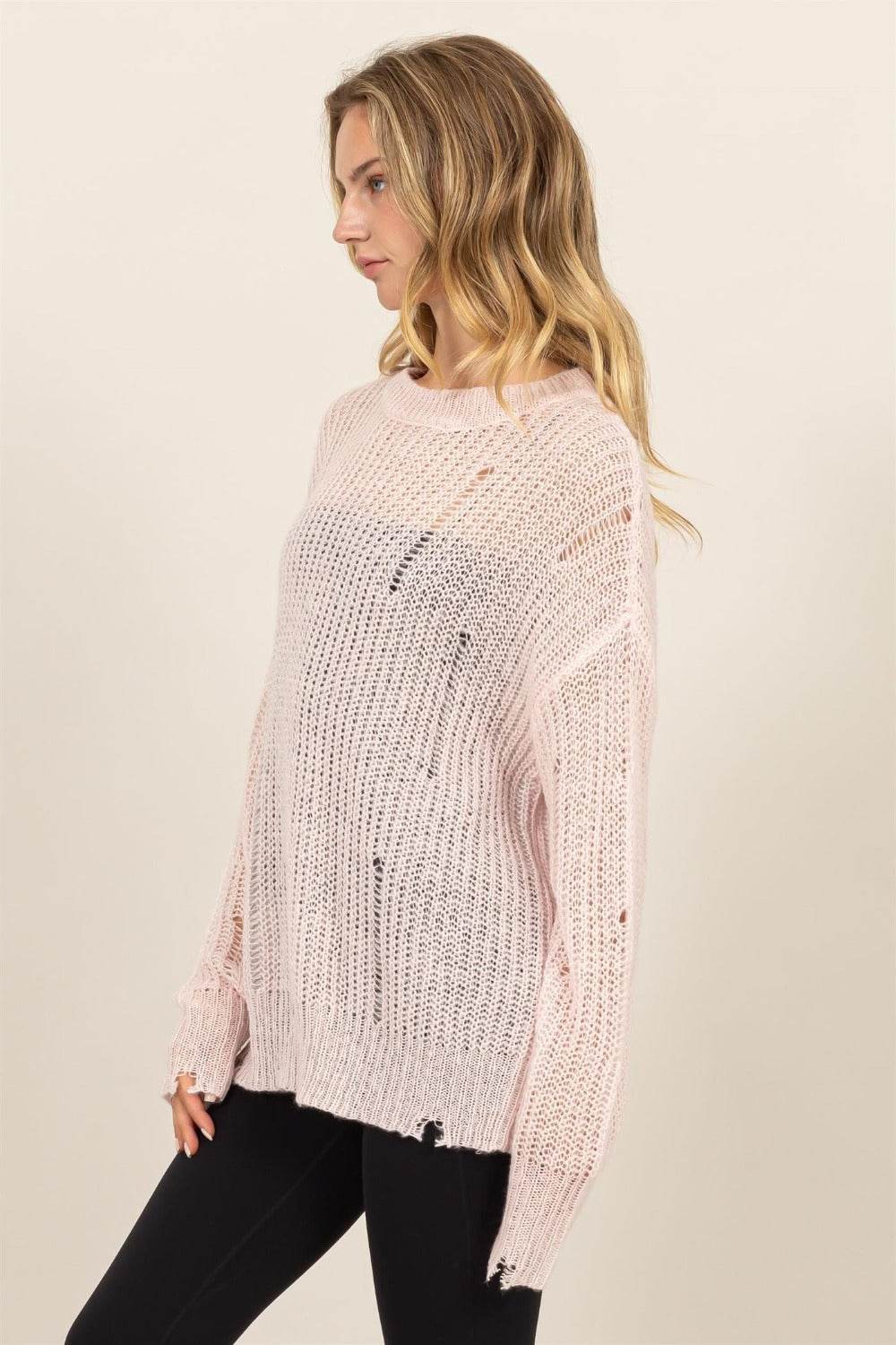 HYFVE Distressed Long Sleeve Knit Top - Delanoir