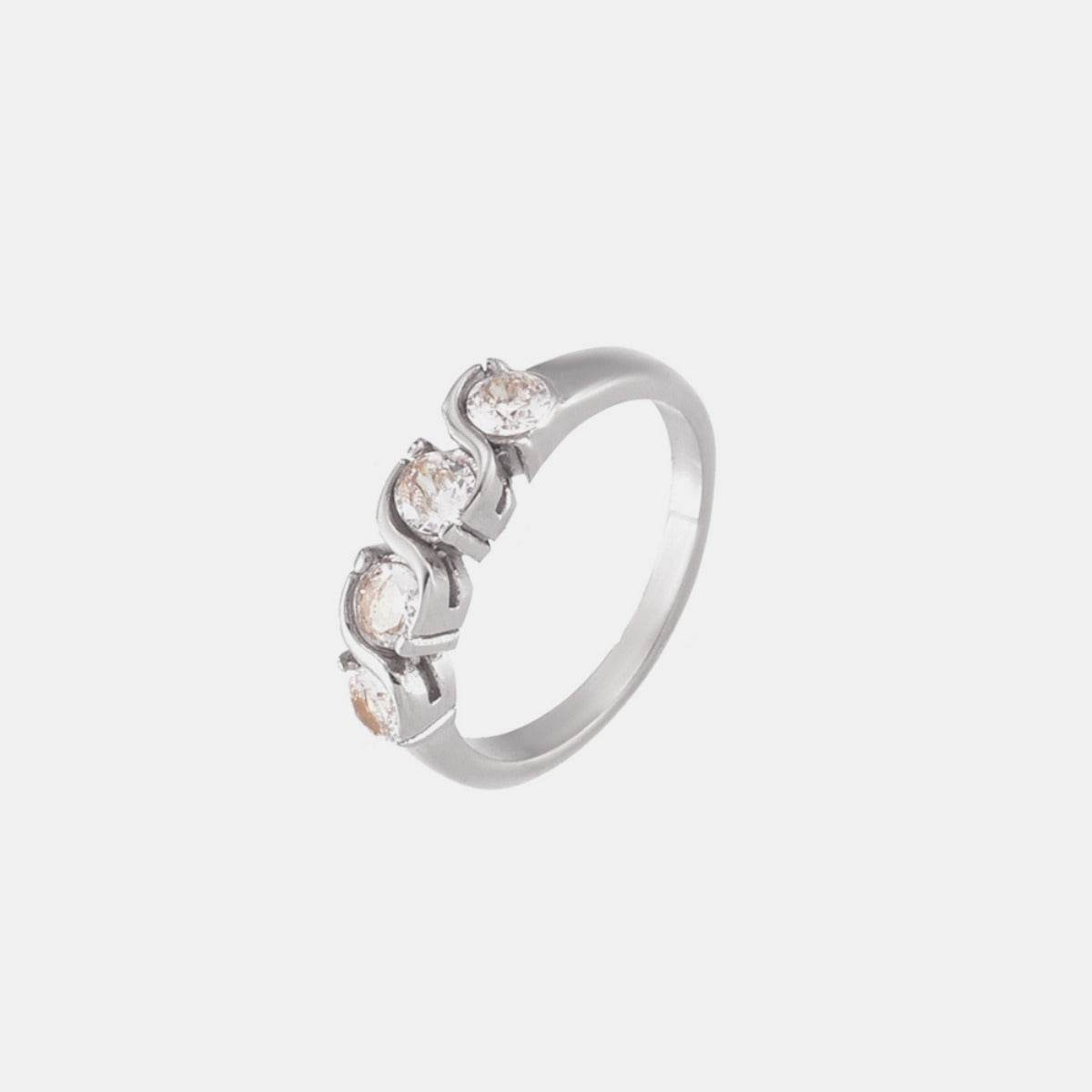 Stainless Steel Inlaid Zircon Ring - Delanoir